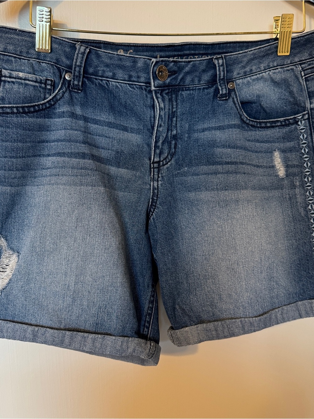 Natural Reflections Washed Blue Roll-Cuff Jean Shorts